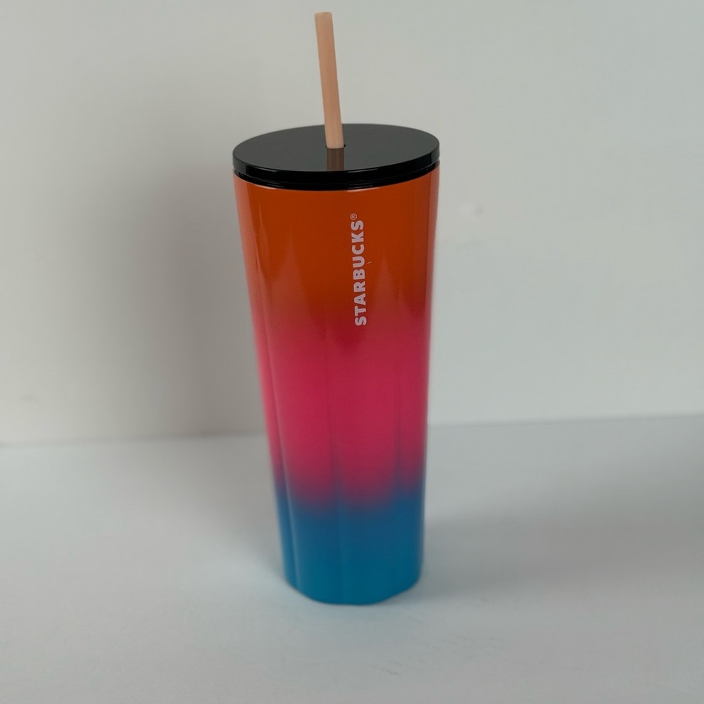 Starbucks Gradient Ombre Tumbler 24oz with Straw & Lid – Orange Pink Blue